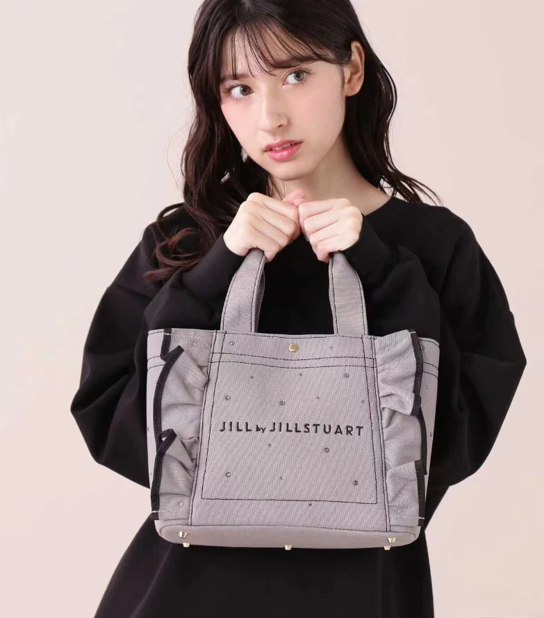 Japanese Style Hot Drilled Denim Ruffled Women\'s Tote Bag New Fashion Rhinestone Square Handbag Female Shoulder Bags