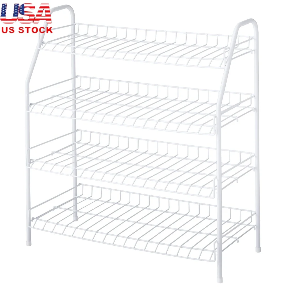 

Freestanding 4-Tier Wire Shoe Rack Organizer Durable Storage Solution Easy Assembly Ventilated Shelves Floor Protector Ideal