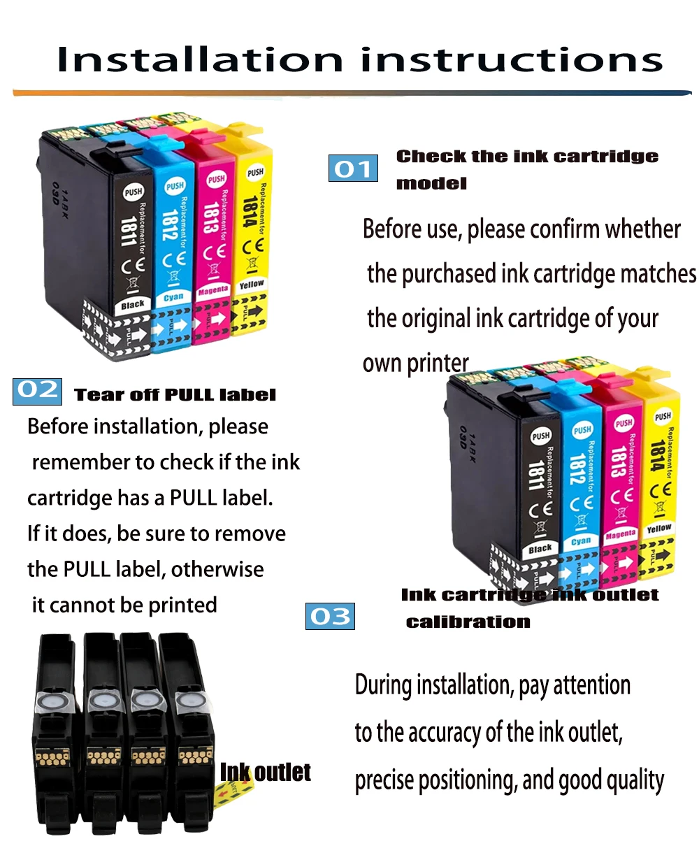 T1811 T1812 T1813 T1814 خرطوشة حبر متوافقة لإبسون XP-30 XP-102 XP-202 XP-205 XP-302 XP-305 XP-402 XP-405 XP-212 طابعة