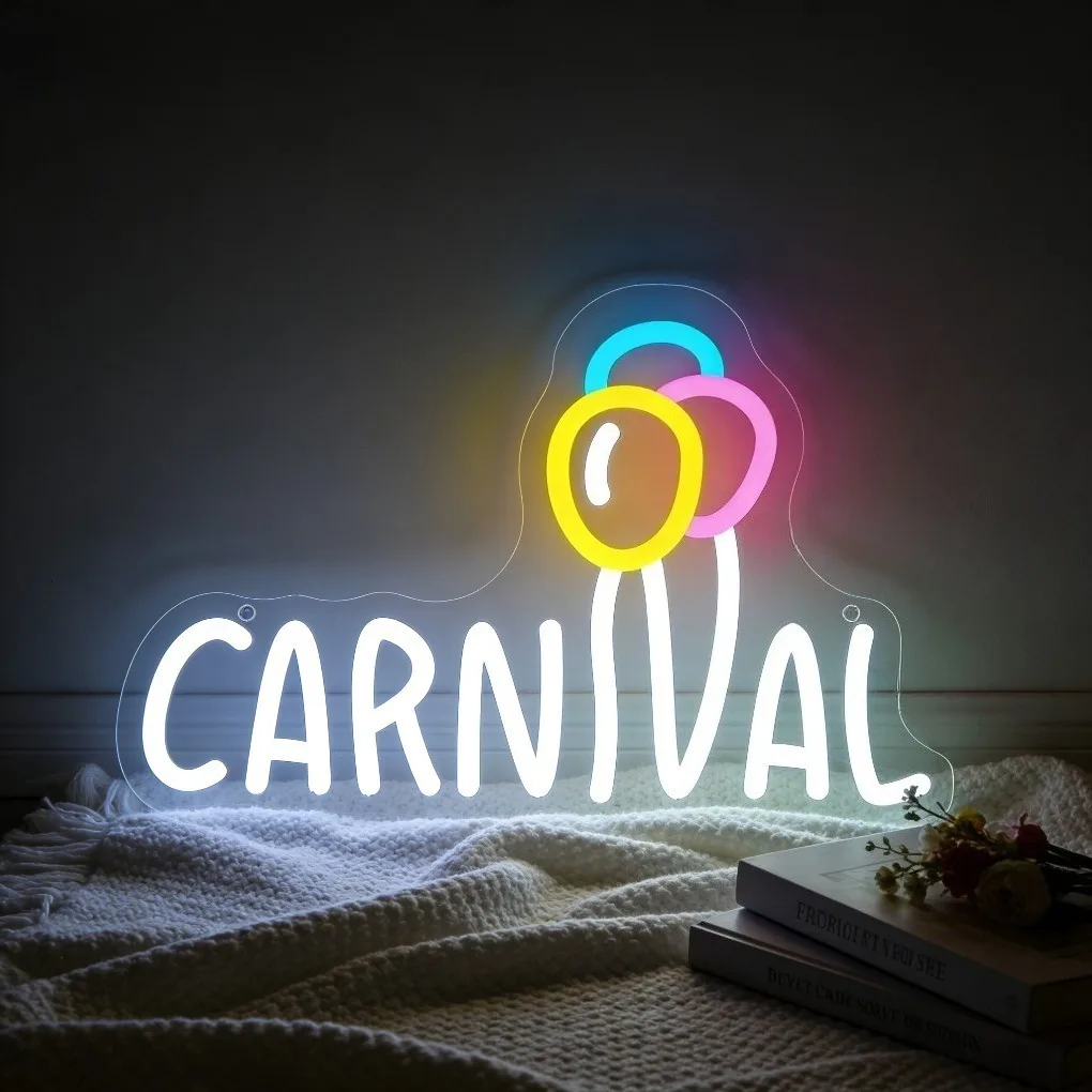 

Неоновая вывеска CARNIVAL с разноцветными шарами и светодиодной подсветкой для дома, бара, вечеринок, праздников, декора стен, светильник для праздничного оформления