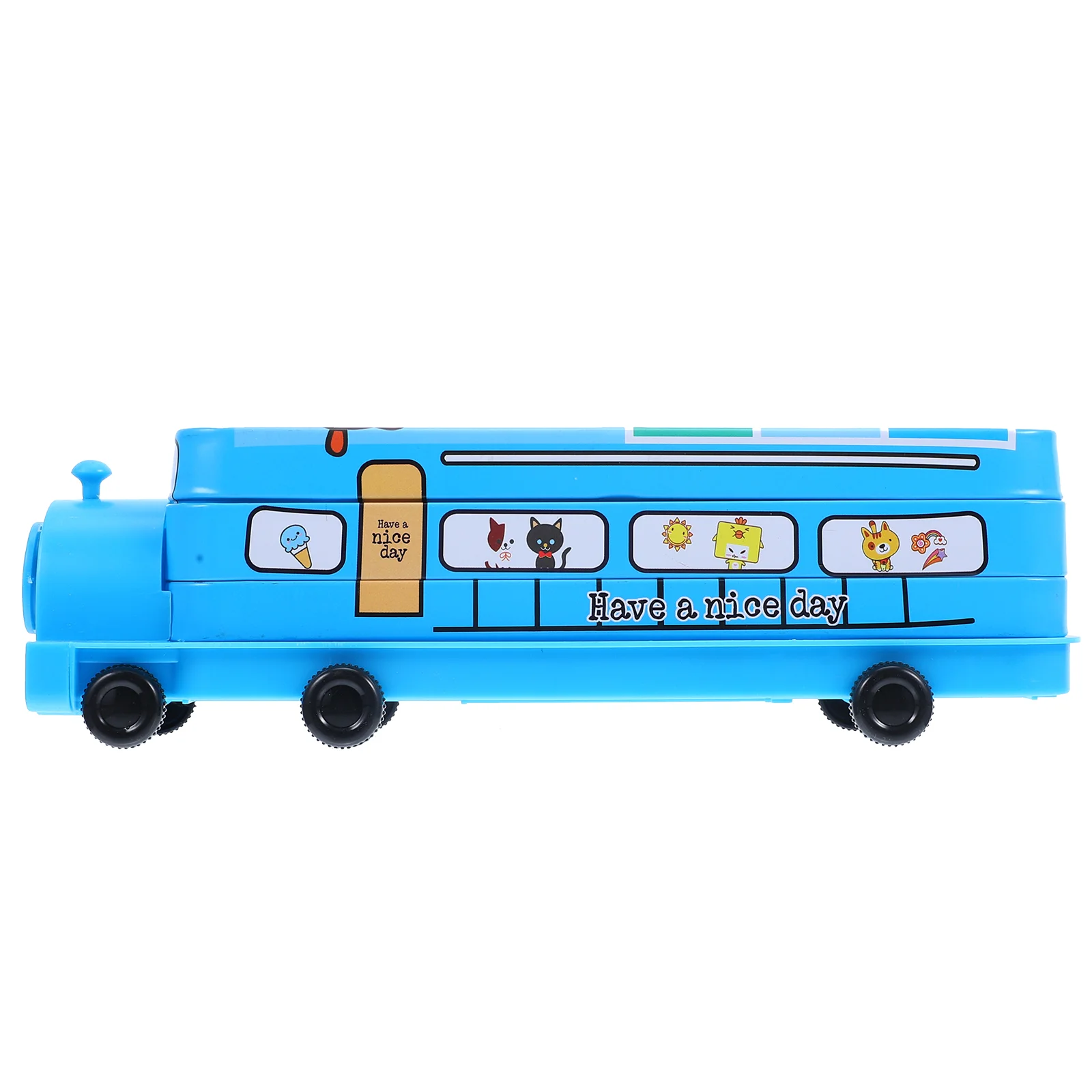 

Creative Cartoon Pencil Case Metal Train Shaped Double Layer Pencil Box Stationery Supplies for Students Kids Children (Random P