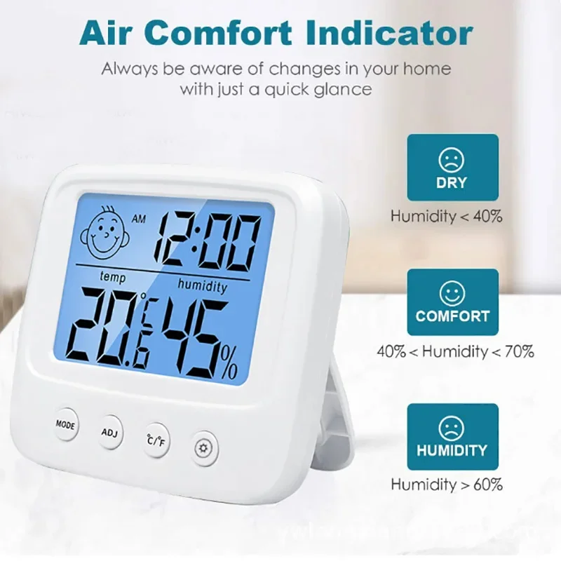 Digital Thermometer LCD Table Clock Indoor Temperature Humidity Sensor Gauge Meter Electronic Hygrometer Weather Station Clock