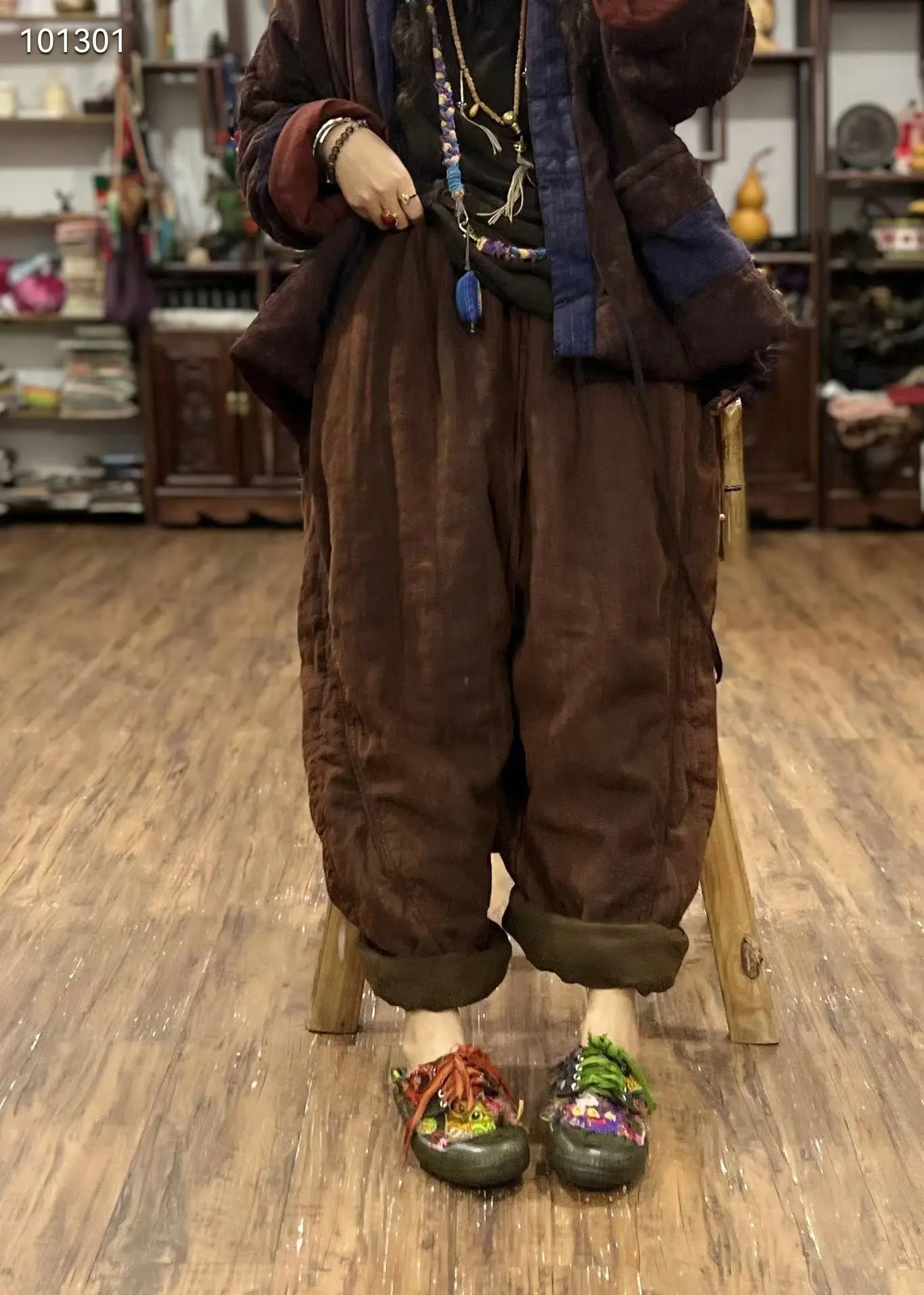 

Утепленные длинные брюки из конопляного хлопка в винтажном стиле, осенне-зимние, свободные, с высокой талией, прямые, для повседневной носки, женские брюки