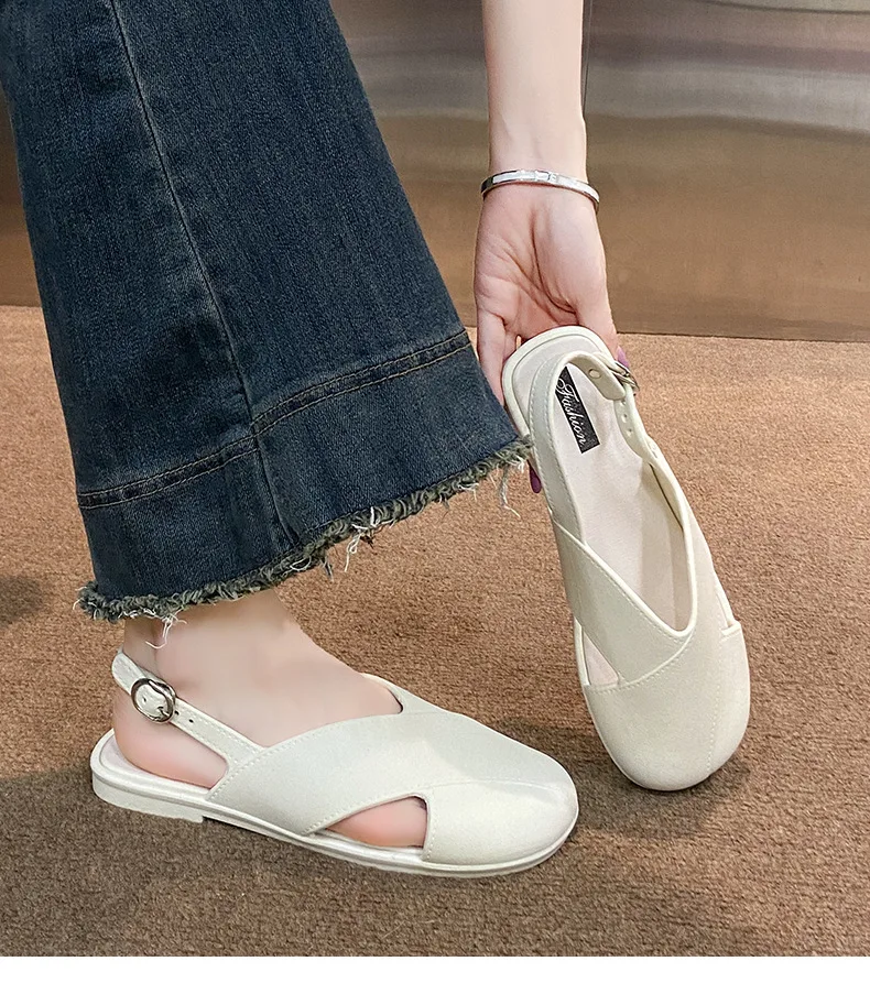 2026 Neue Damen Römersandalen mit geschlossener Zehenpartie im französischen Feen-Stil für den Sommer – Outdoor Damen Römerslides – Detail 22
