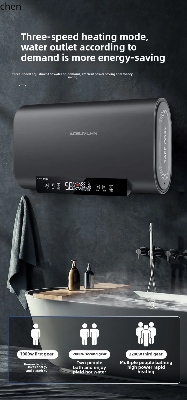 LXC Warmwasserbereiter, erstklassiger, energieeffizienter, thermostatischer elektrischer Warmwasserbereiter für den Haushalt, Badezimmervermietung