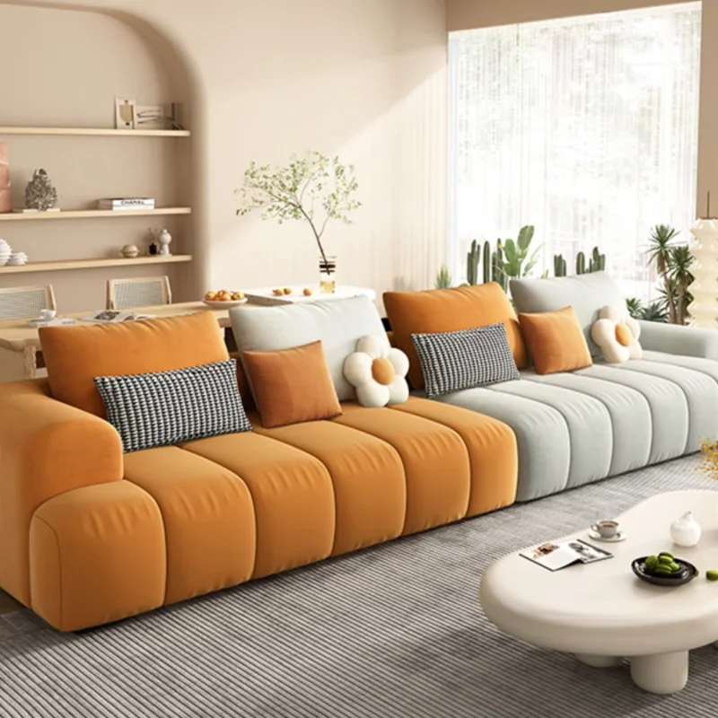 

Frameless Technology Fabric French Relax Sofa Cream Style Simple Modern Living Room Straight Couches And Sofas Boneless Sofa