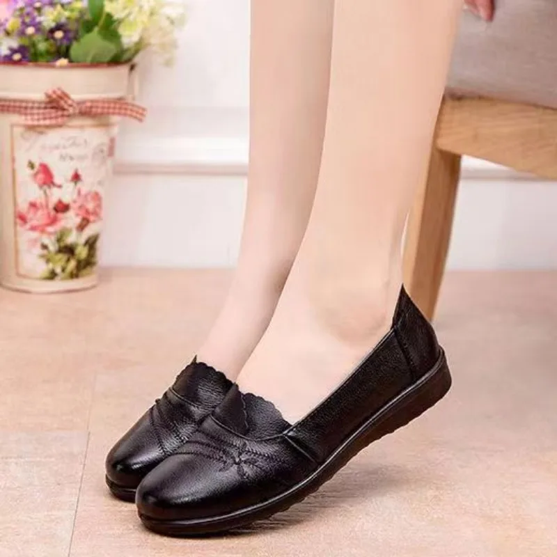 Comemore Leather Flat Ladies Loafers Women Falts 2024 Spring Summer Female Casual Soft Woman Shoes Slip on Shoe Zapatos De Mujer