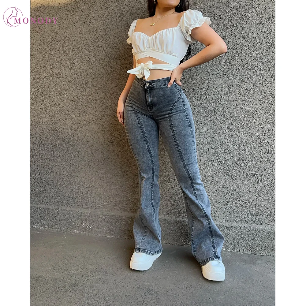 

Женские расклешенные джинсы с высокой талией, джинсовые брюки, винтажные широкие брюки-клеш для женщин, модные повседневные удобные брюки больших размеров