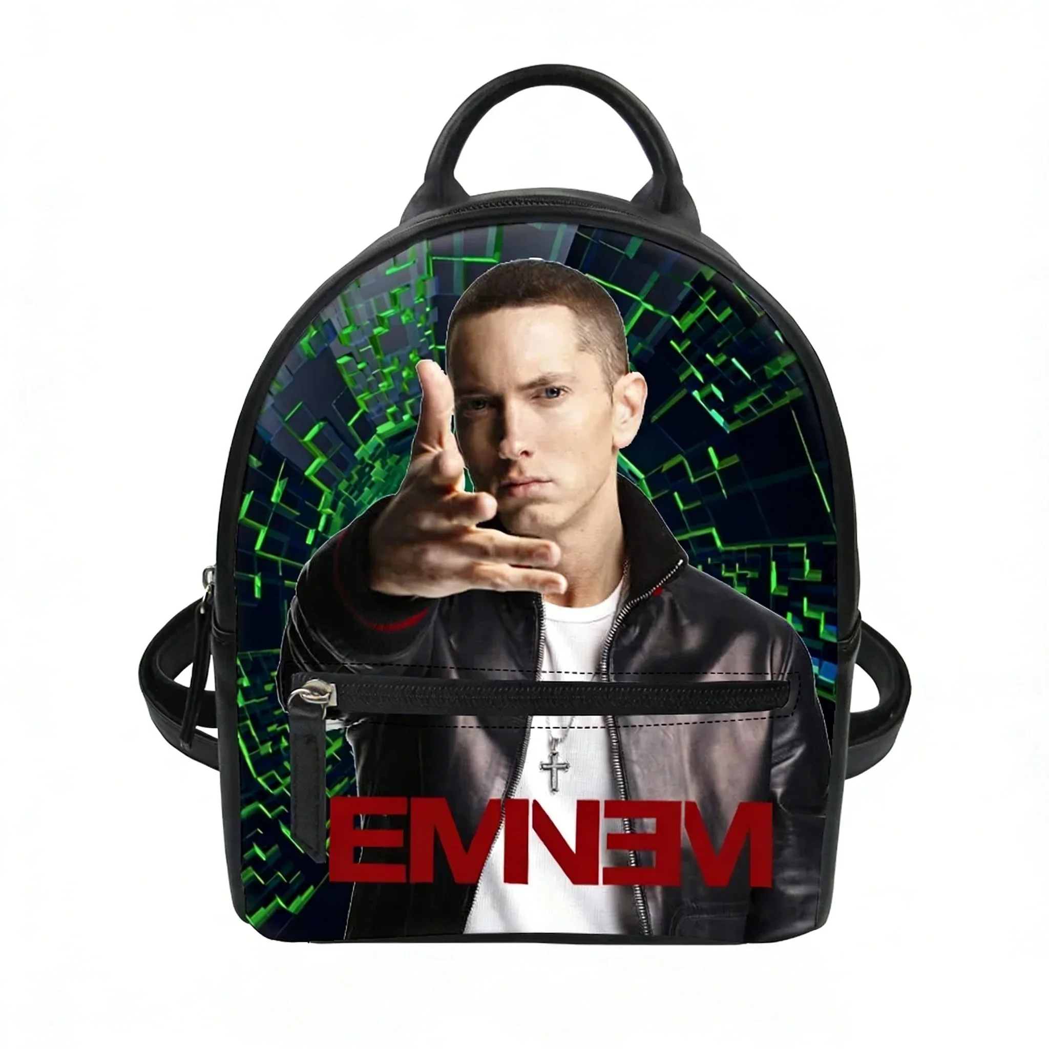 

Eminem Hip hop Rock Singer Custom Backpack Purse Women Carter Schoolbags Double Shoulder Bag Mini Daypack Leather Travel Bag