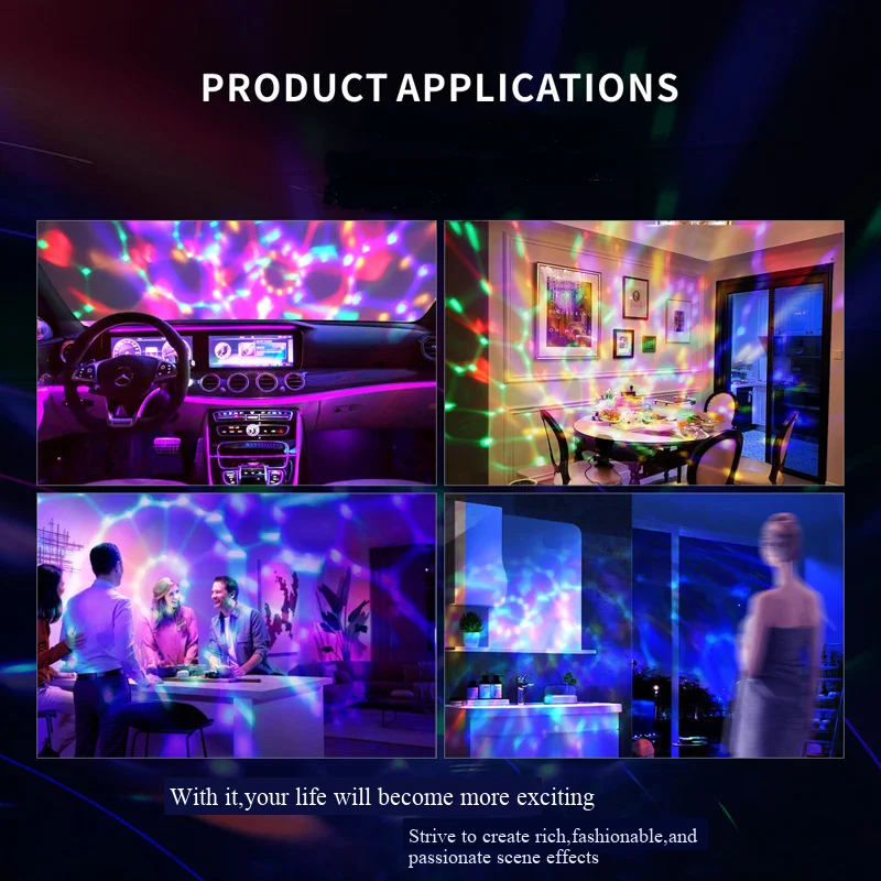 Luz de bola de discoteca led ativada por som rgb com controle remoto rotativa lâmpada de palco dj para casa carro festa clube decoração de natal