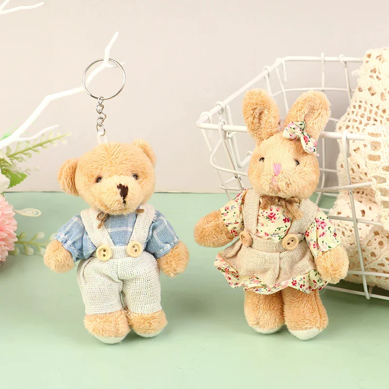 Entzückende Teddybär-Kleidung, Plüschtier, Hasen-Charm, weich gefüllter Schlüsselanhänger, Puppenrucksack, Auto, Tasche, Schlüsselanhänger, Kindergeschenk