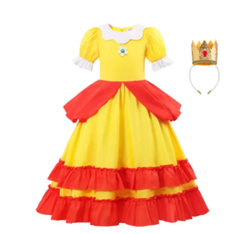 Princesa Peach costume for girls game cosplay dress kids birthday party stage performace Halloween carnival outfits