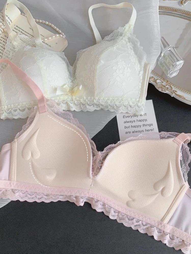 

MOYISU Japanese Small Boobs Push-Up Bra|Women Show Big Lace Bra|Sexy Pure Desire No Underwire Push-Up Bra Comfort Fit Breathable