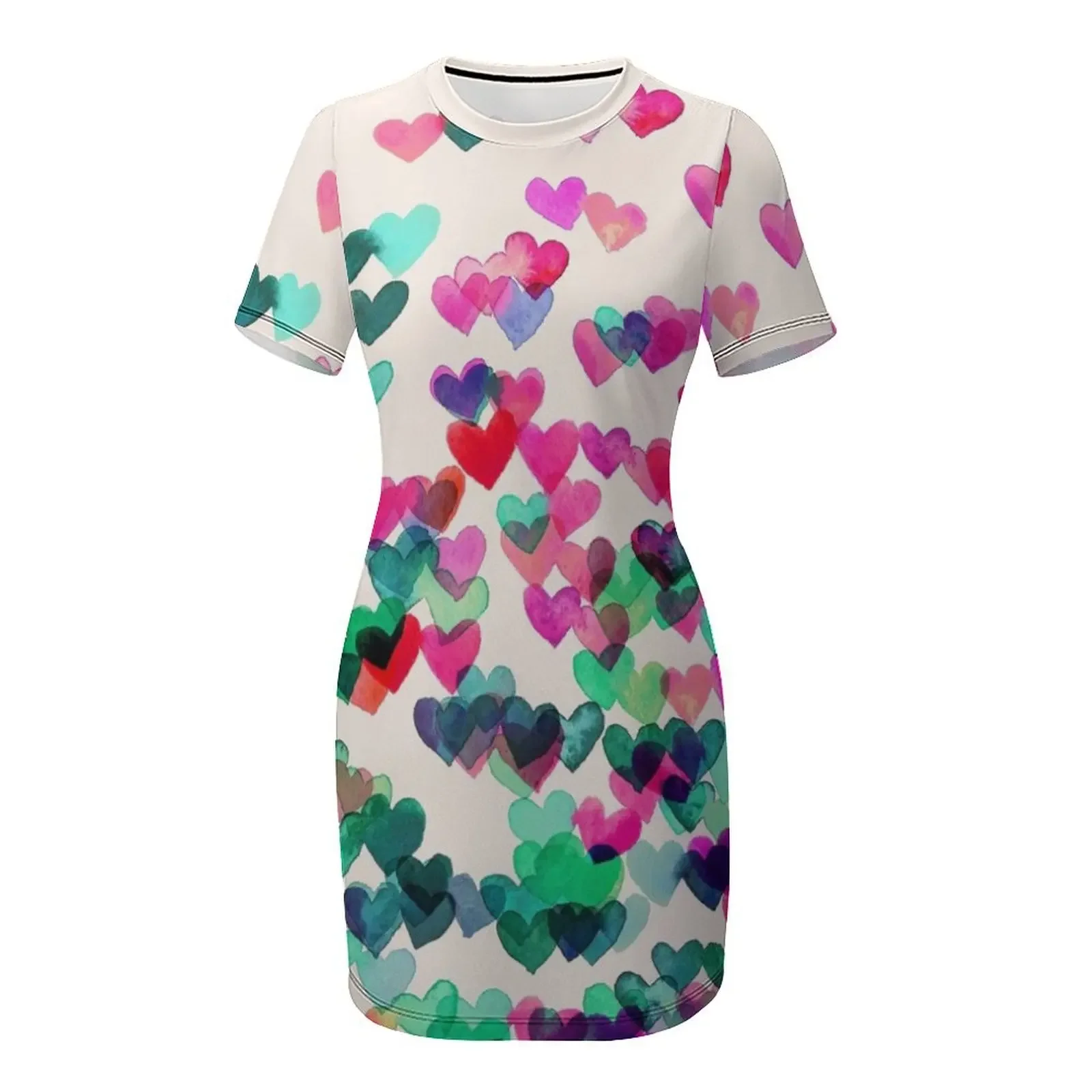 ภาพวาดสีน้ำ (รุ่นสีต่างๆ) ชุดเดรสแขนสั้นสำหรับงานพรอม รุ่น Heart Connections II