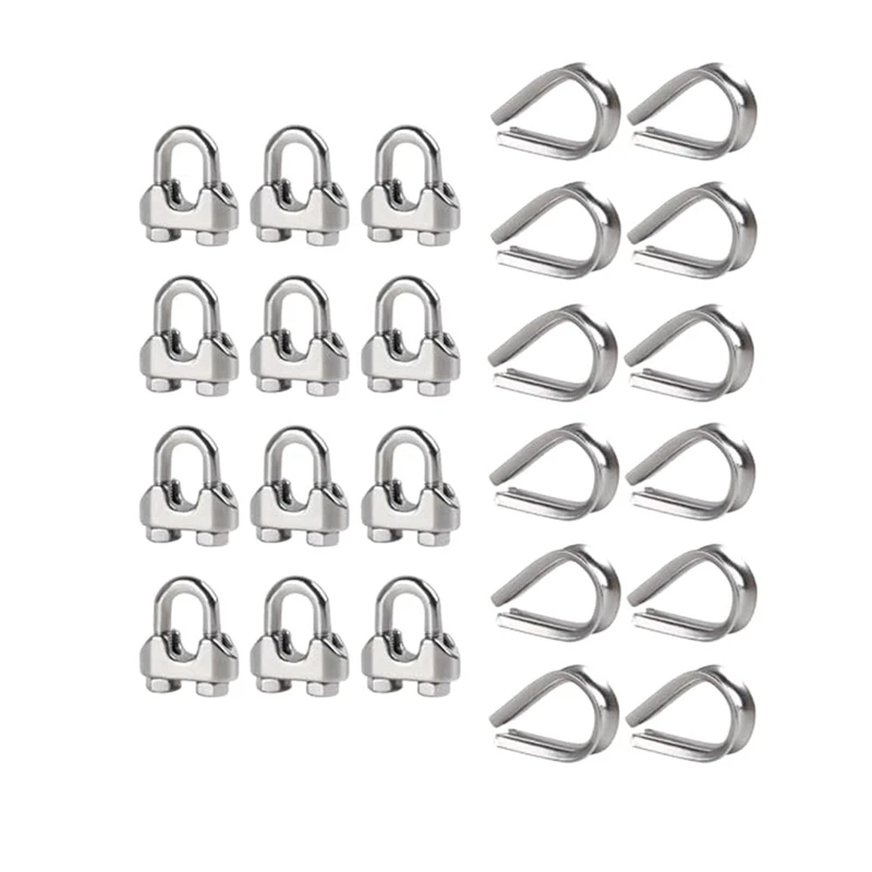 

Hanger 1/4 Inch M6 Wire Rope Cable Clamp Thimble Cable Clamp Kit For 1/4 Inch Wire Rope Cable Thimble Rigging,12 Set Easy To Use