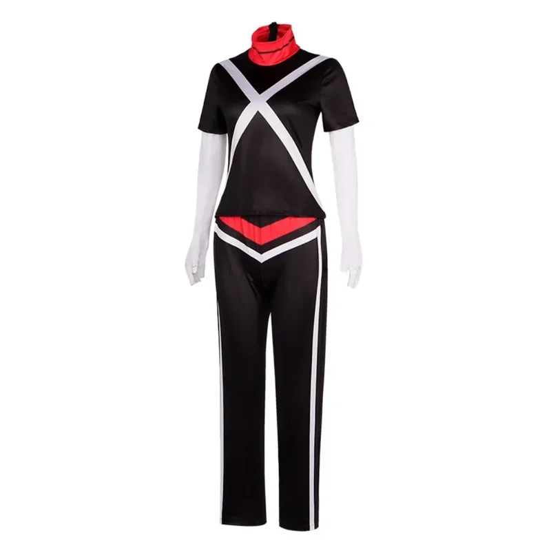 동물 Hazbin 코스프레 Vaggie 코스튬 변장 악마 점프 슈트, 여성용 유니폼 풀 세트, 할로윈 카니발 파티 옷, 롤플라