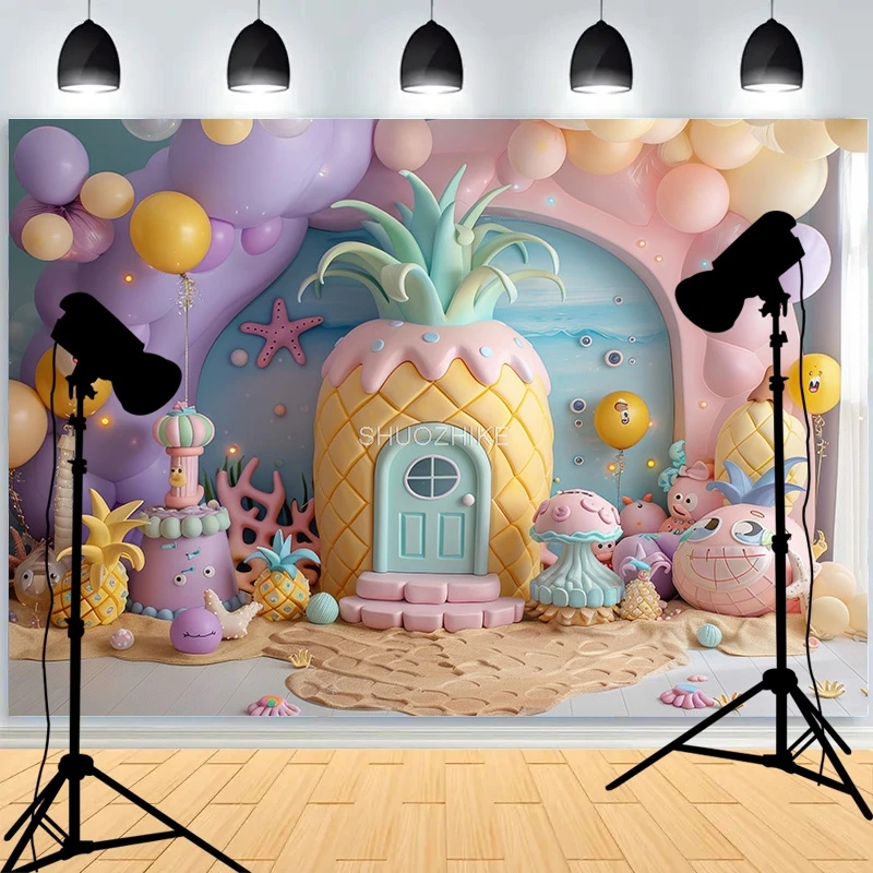 الصيف الشاطئ الرقمية المطبوعة خلفيات للتصوير الفوتوغرافي عطلة الاستوائية الأطفال طفل حفلة عيد ميلاد استوديو الصور خلفية RD-02