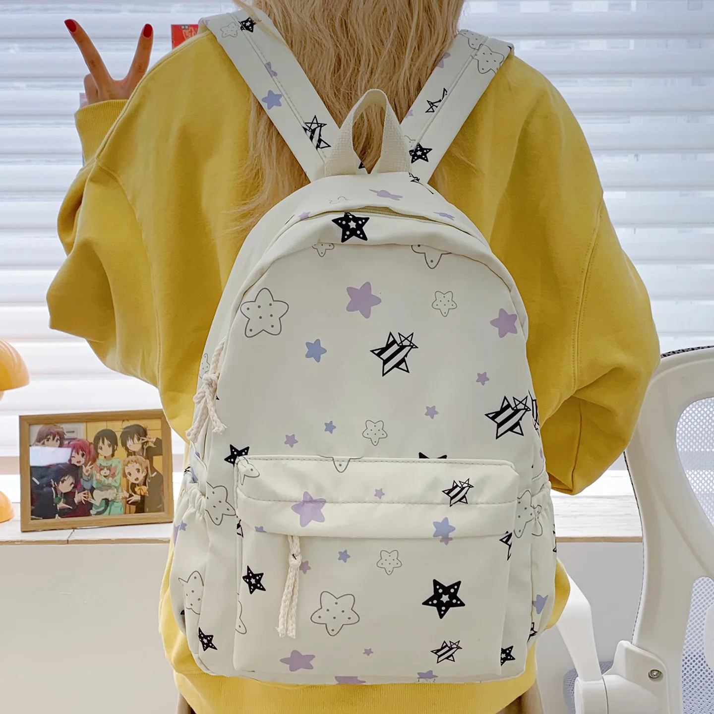 New Small Floral Student Backpack Personalized Name Backpack Star Printed Floral Backpack Casual Bag Can Be Used As A Gift