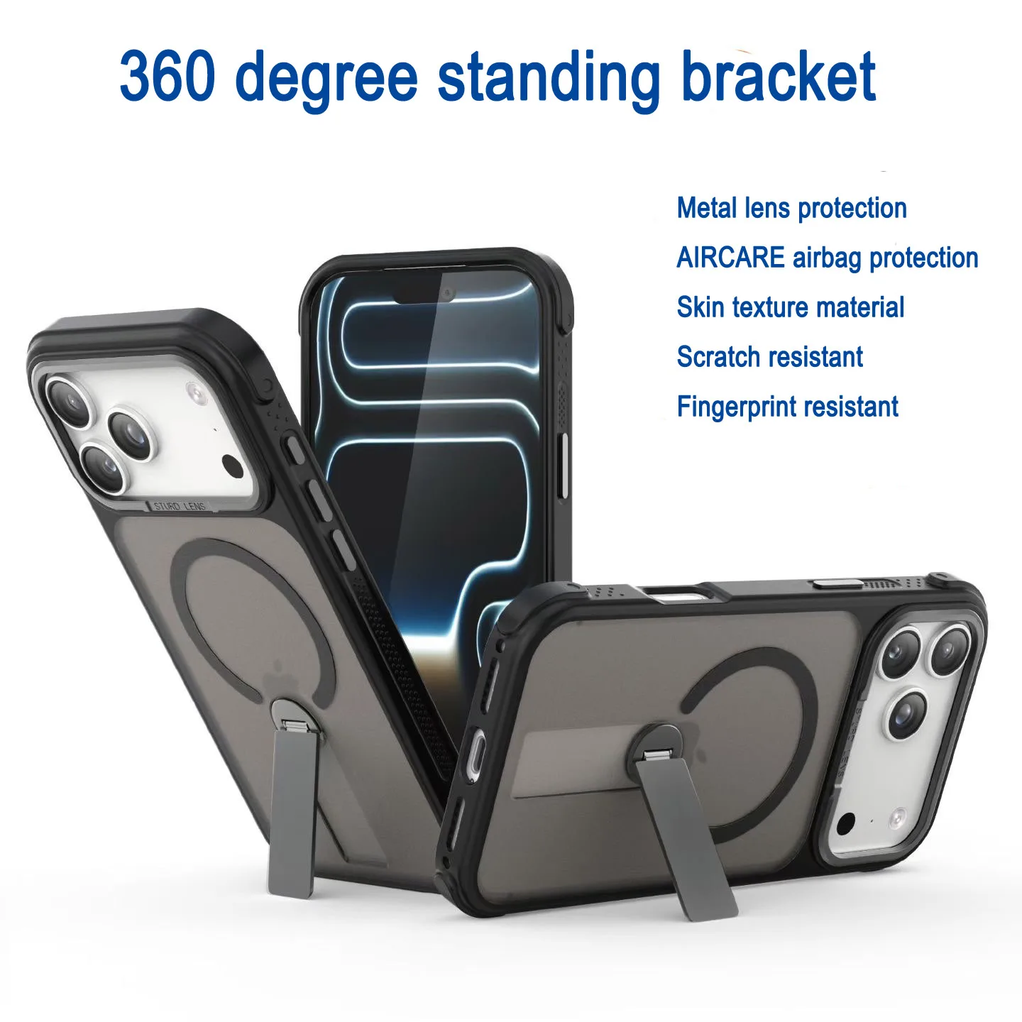 

360 ° Вращающийся противоударный чехол с воздушной подушкой и магнитной беспроводной зарядкой для iPhone 12 13 14 15 16 17 Pro Max