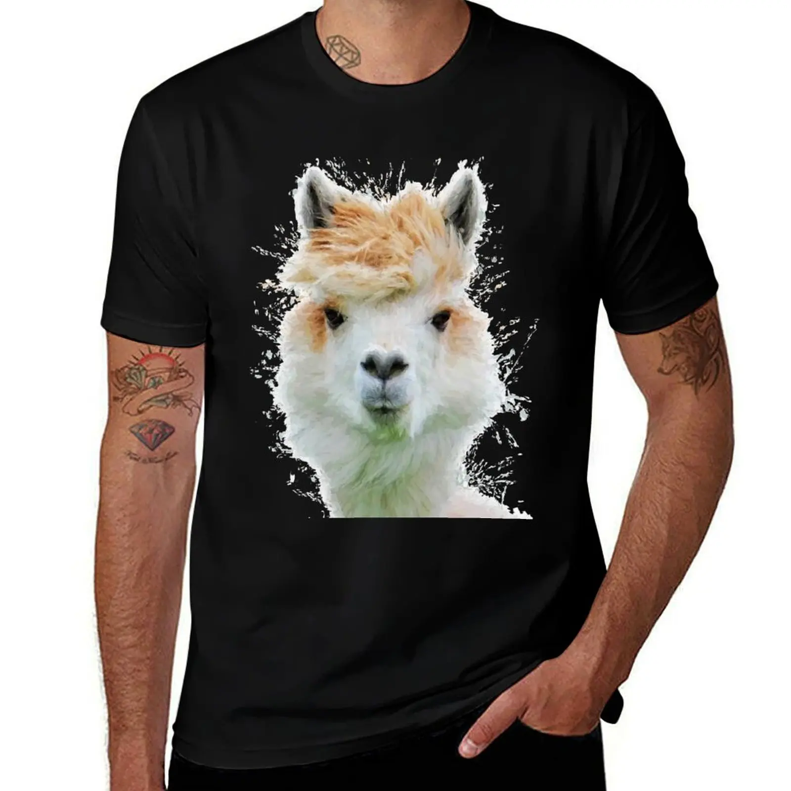

Alpaca watercolor animals nursery decor T-Shirt t shirt man plain cotton t shirt man T-Shirt