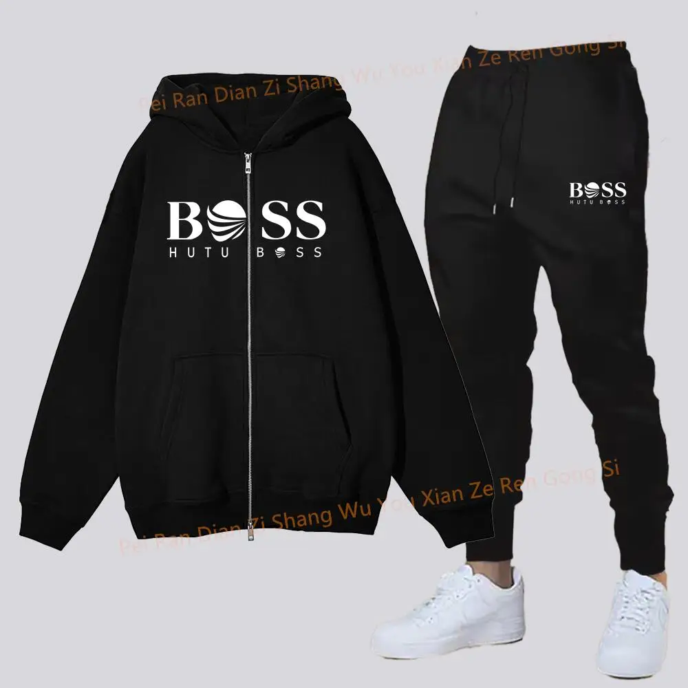 

2025 New Men's Set Zipper Cardigan Hoodie Sweatpant Two-piece Fashion Letter Jogging Clothing Chandals Sportswear Men Tracksuit