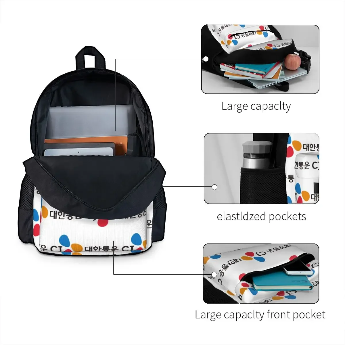 CJ Entertainment Logo Backpacks Boys Girls Bookbag Students School Bags Cartoon Kids Rucksack Laptop Rucksack Shoulder Bag