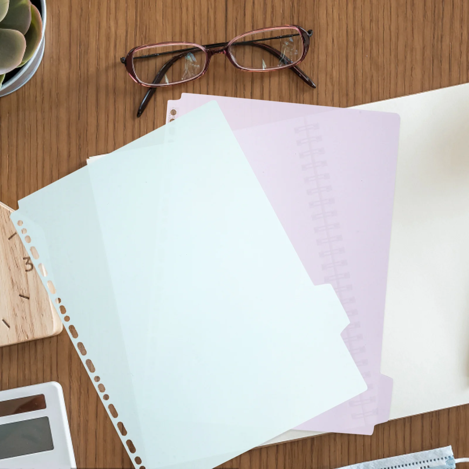 

6pcs File Binder Book Tabbed Divider Index Dividers for Office Study Multifunctional Ring Binder Supplies Sturdy PP Replacement