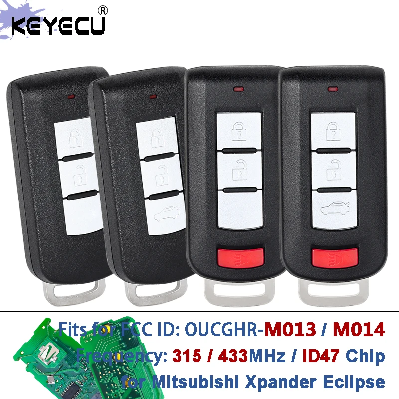 

KEYECU OUCGHR-M013 / OUCGHR-M014 315MHz /433MHz ID47 Chip Keyless Smart Remote Car Key Fob for Mitsubishi Xpander Eclipse