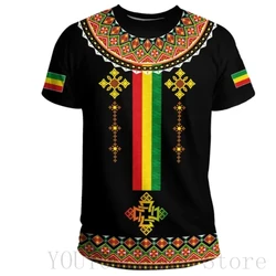 New Tigray Flag 3D Printing High Quality T-shirt Round Neck Men's Loose Casual T-shirt