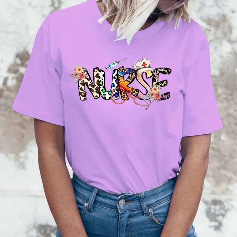 Nurse Print T Shirt Short Sleeve O Neck Loose Women Summer Cool Tshirt Men Tee Shirt Tops Clothes