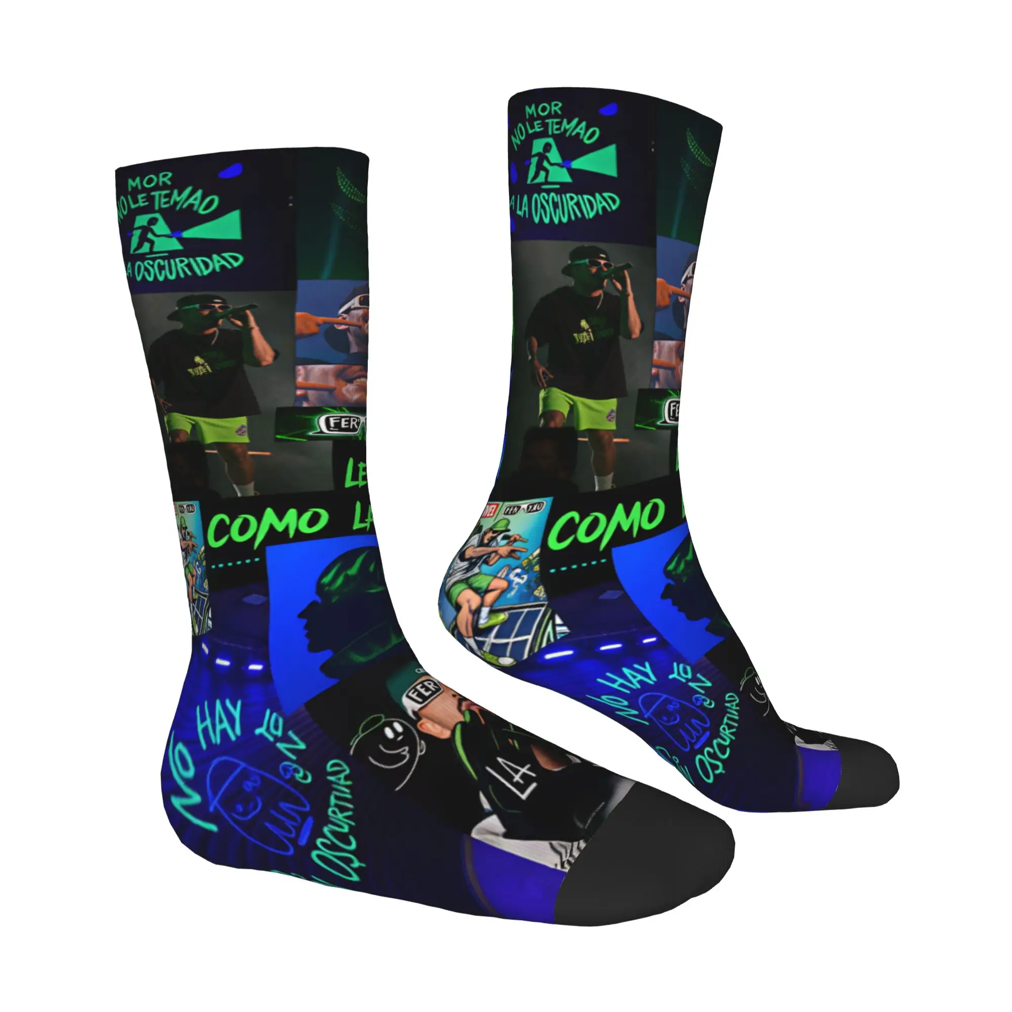 Fun Men's Colombian F-Feids f-Ferxxos Dress Socks Unisex Breathbale Warm 3D Printed Rapper Rap Music Singer Crew Socks