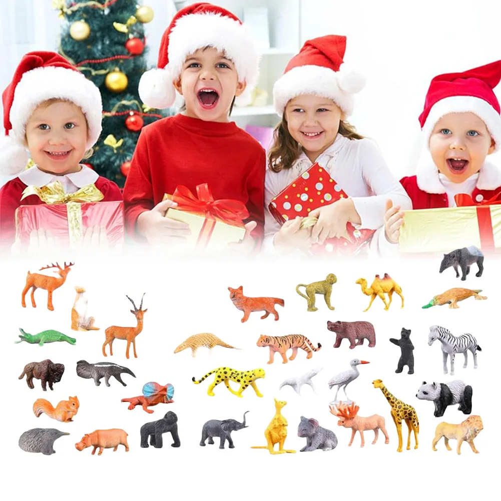 

Kids Animals Christmas Countdown Calendar with Realistic Animal Figurine Toys Christmas Advent Calendar for Kids Gift