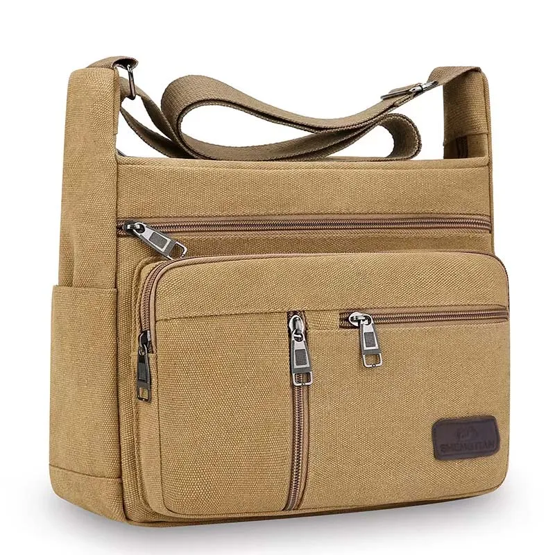 Bolsos de Hombro de Lona para Hombre, Bolsos Cruzados Casuales de Viaje, Bolsos de Mensajero de Lujo, Bolsos de Mano de Alta Calidad a la Moda