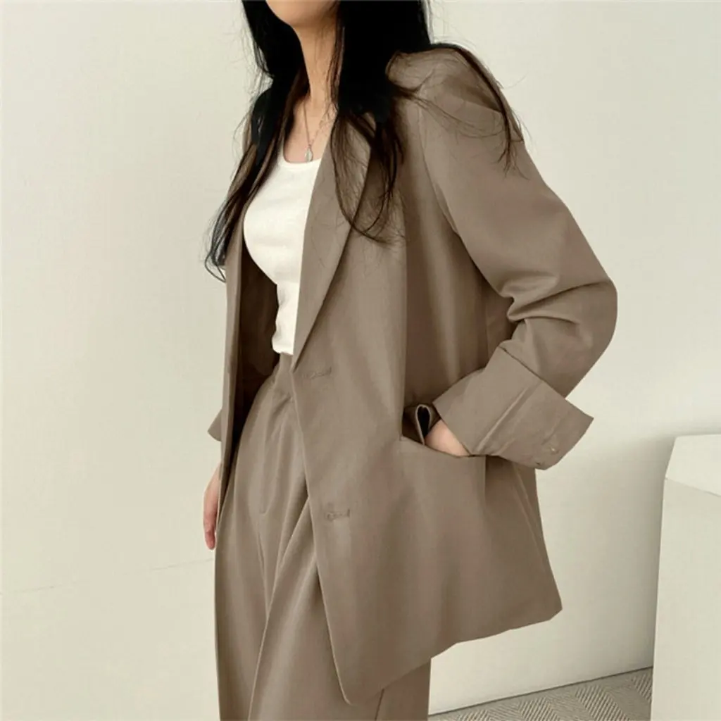 

Elegant Versatile Women's Spring Autumn Suit Slimming Wide-Leg Pants Jacket Internet Celebrity Fashion