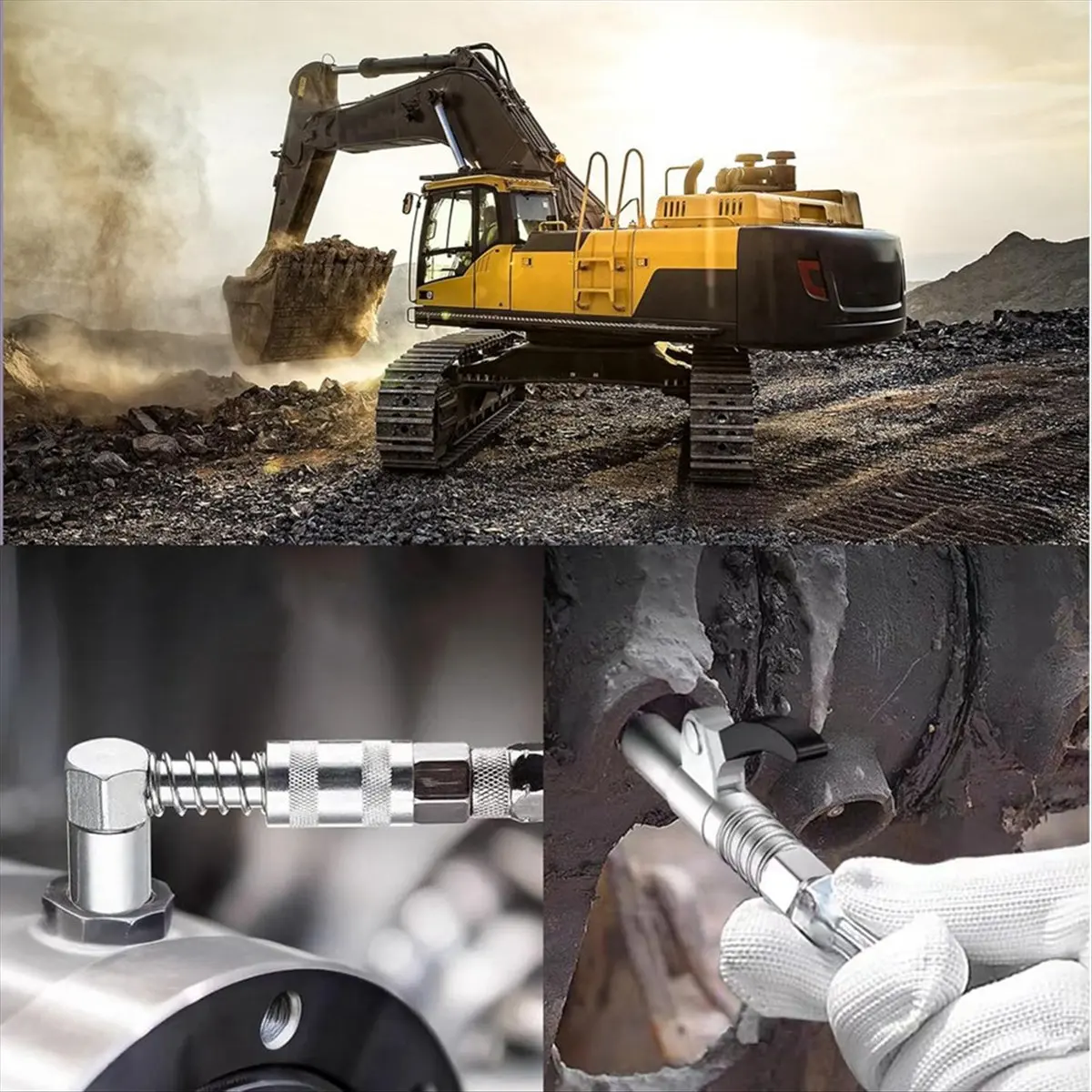 Reliable- Grease Gun Coupler Set, Lock on Greases Gun Couplers with 90° Grease Coupler Adaptor,Quick Release Grease Coupler