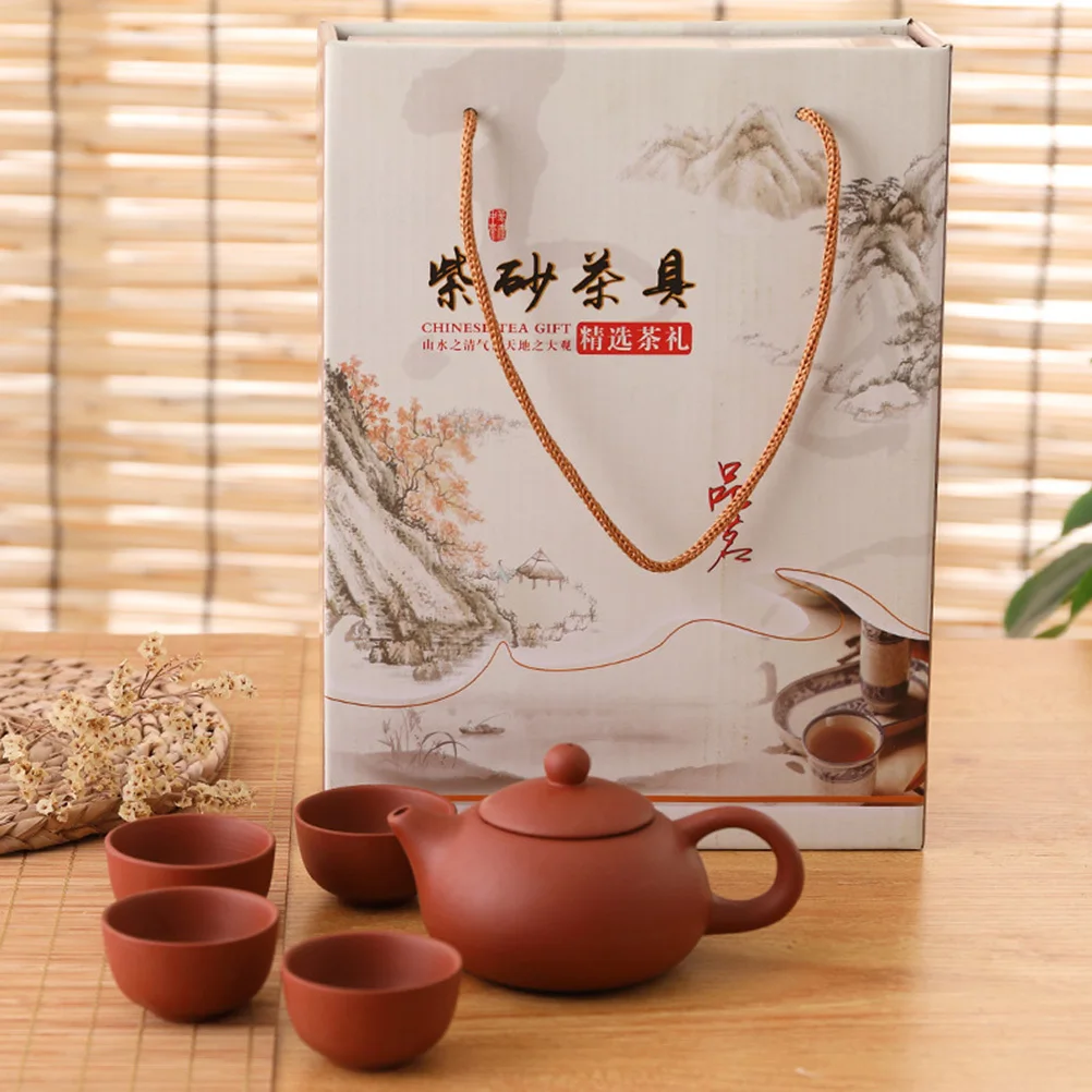 

1Set Purple Clay Tea Set Handmade Ceramic Teapot with Cups Portable for Home Office Tea Ceremony Purple Clay Teapot