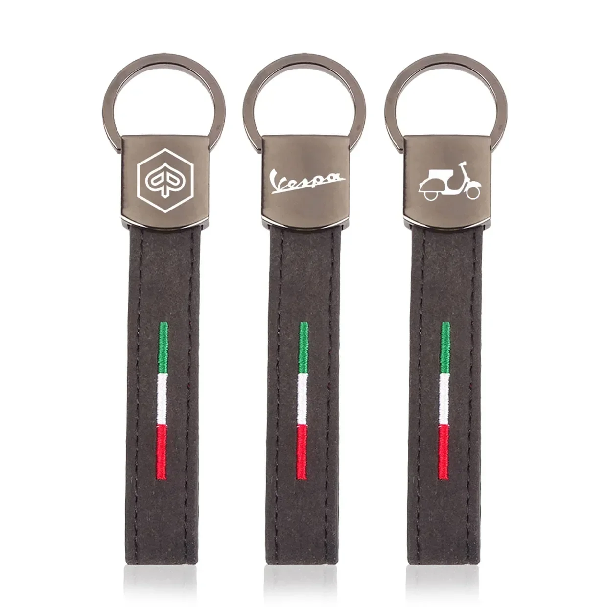 FOR Alcantara Horseshoe Italian flag Car key chain leather Keyring for Vespa Piaggio Primavera 150 SPRINT 150 GTS 300 ie LXV 125