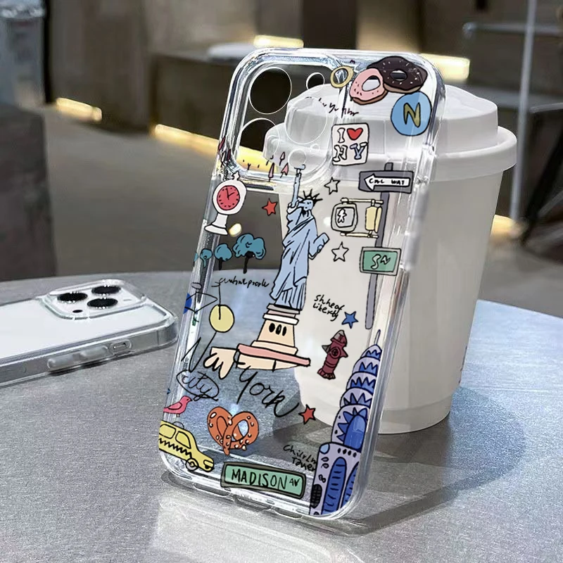 

Phone Case For Xiaomi Redmi Note 10 11 12 13 14 Pro 4G 14 Pro Plus 5G Redmi 12 13 12C 13C 14C A City Graffiti Pattern Soft Cover