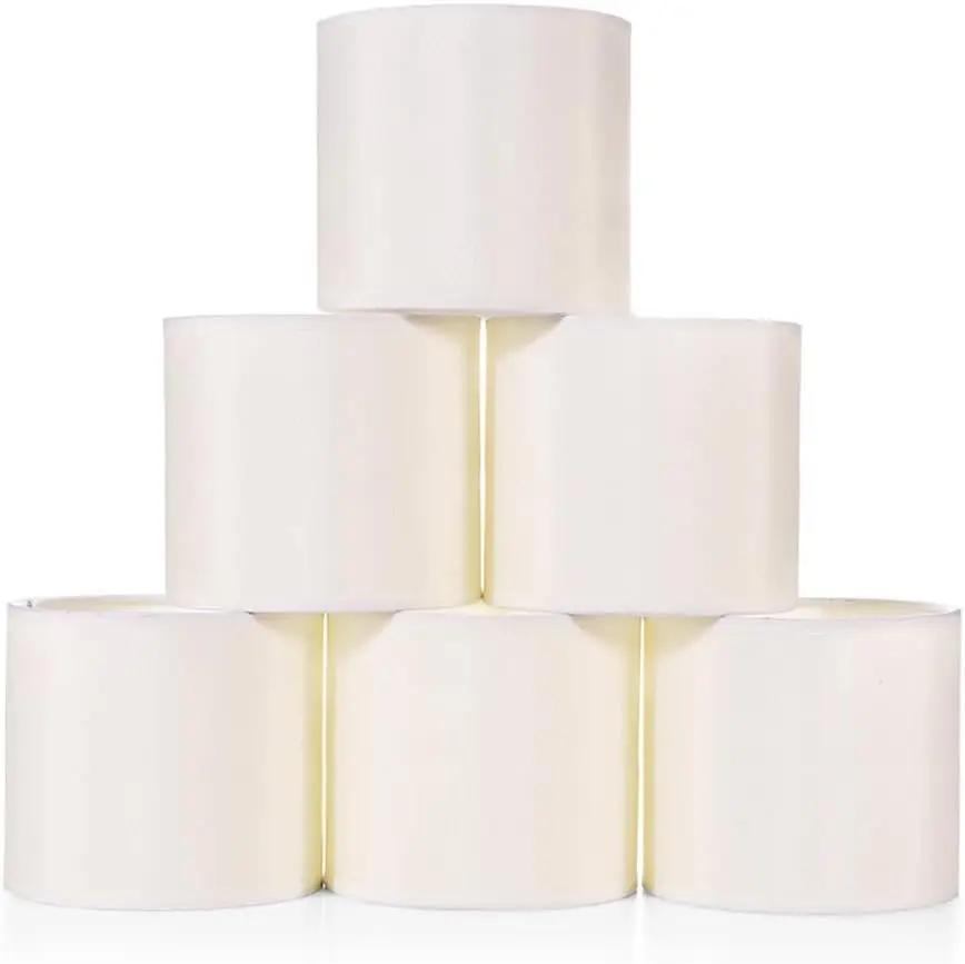 

Small Lamp Shades,ONLY for Candle Bulbs,Clip-on Drum Mini Lampshades,Set of 6, 5.5"x 5.5"x5",Cream White