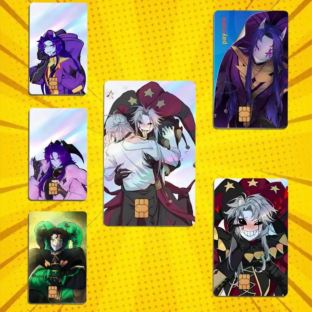 Harlequin Freak Jester Pierrots Circus Laser shimmer Credit Card Skin Party Stickers For Visa Bank Card Bus Metro Access Card