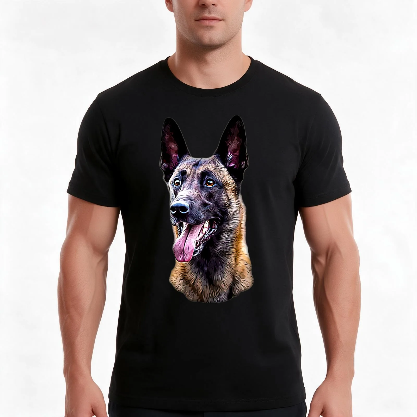 Belgian malinois Shepherd T-Shirt, Summer Casual Cotton Tee, Oversized Streetwear Tops, Vintage Graphic Print, Unisex Men Women
