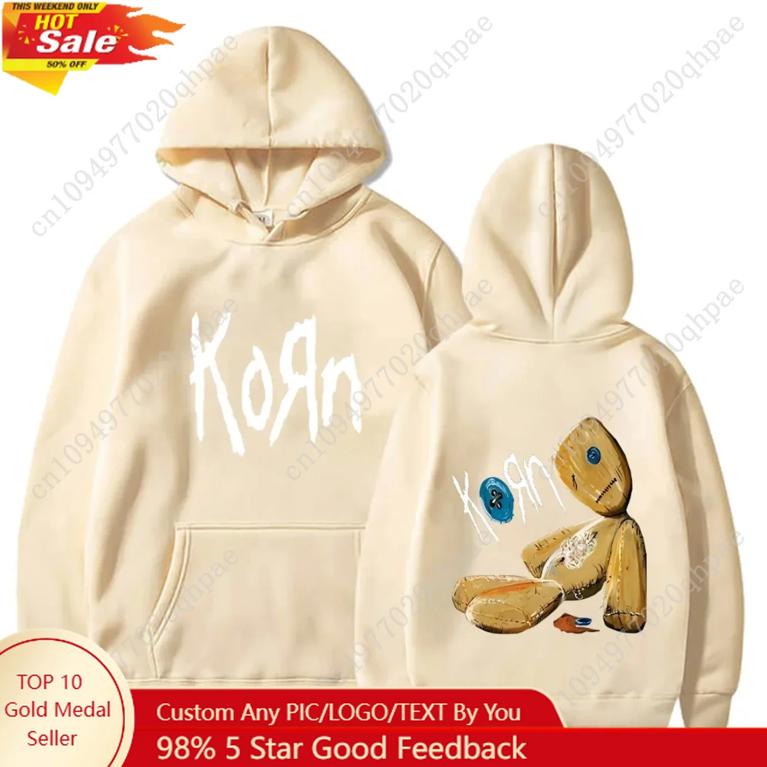 

Korn Rock Band Hoodies Spring Autumn Pullover Men's Fashion Printed Hooded Sweatshirt Loose Casual Daily Streetwear Sweater Tops