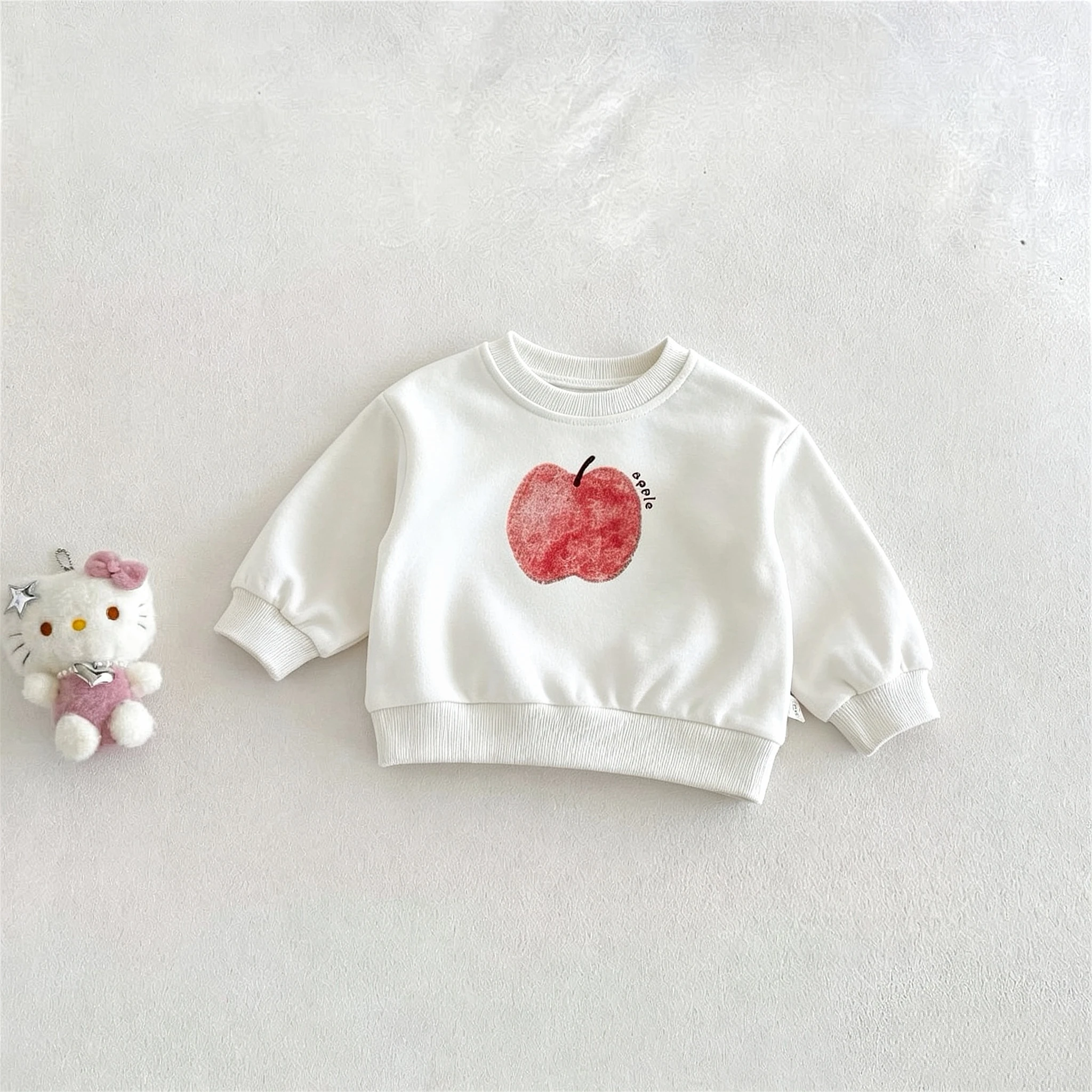Fruit Pattern Kids Sweatshirts Long Sleeve Tops Spring Fall Clothing Simple Fashion Baby Girls Crewneck Hoodie Children Clothes