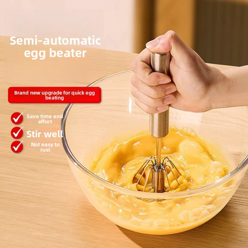 

11/12/13inch Stainless Steel Semi Automatic Whisk Blender for Home -Versatile Tool for Egg Beater, Milk Frother, Hand Push Whisk
