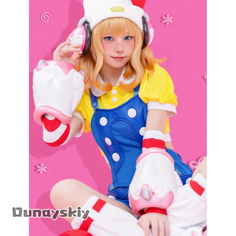 

CR7.1*OW Juno x Kitty Cosplay Costume Wig Fullset Cute Women Game Halloween Outfits Short Bib Overalls Shorts Suit Cat Skin