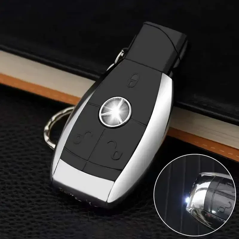 Car Key, Gas Lighter,Windproof Red Flame Direct Injection Cigarette Lighter,Personalized Keychain,Lighting Cigarette Accessories