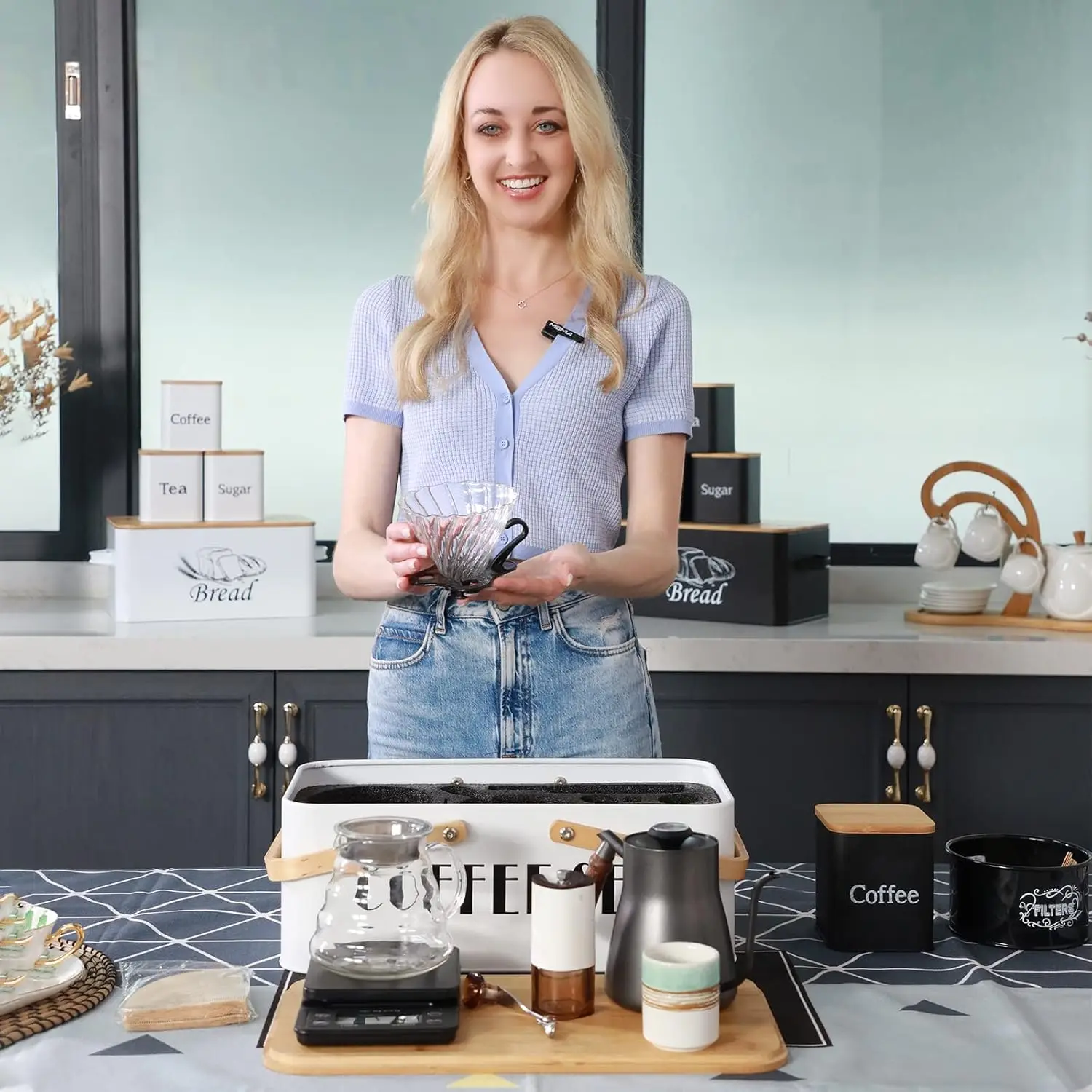 Übergießen Sie Kaffeemaschinen-Set, Kaffeekessel, Waage, Server, Tropfbecher, Bohnenmühle, Filterpapier, Keramiktasse, ALLE in 1, toller tragbar