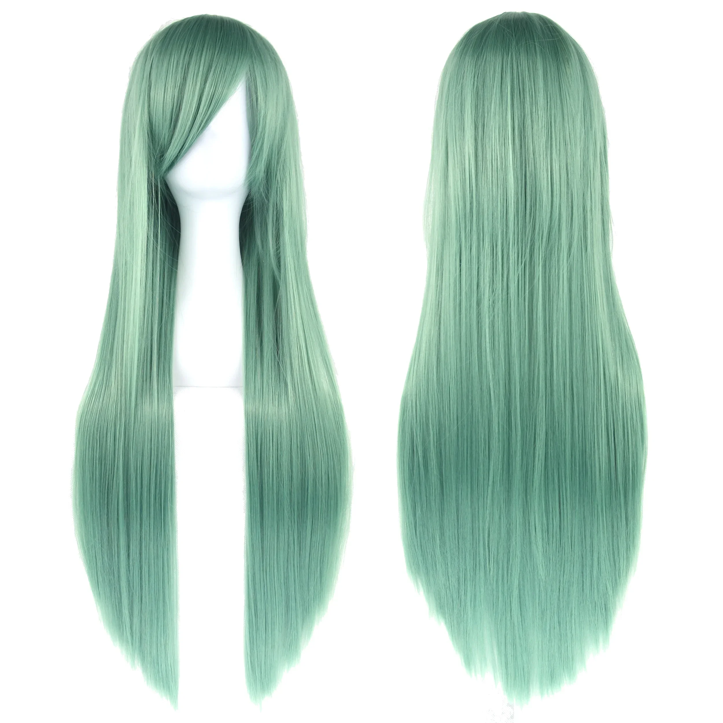 Pelucas de pelo sintético liso y largo de 80cm, peluca gris plateada para mujer, pelucas de Cosplay rosa, azul y blanco para mujer, cabello falso