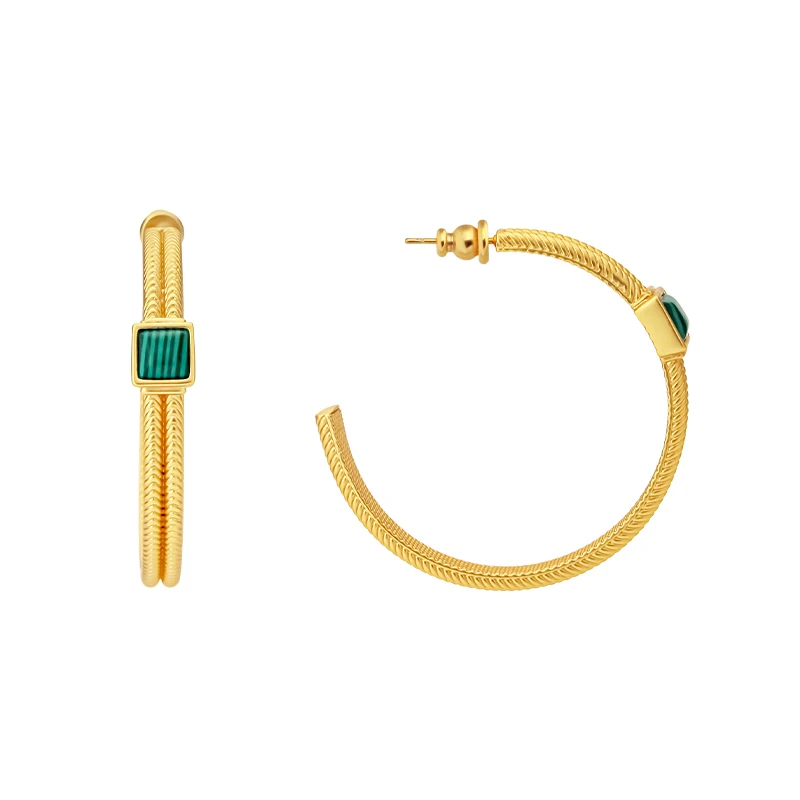 

VAROLE Imitation Turquoise Hoop Earring For Women Fashion Texture Design Elegant Jewelry Banquet Ornaments