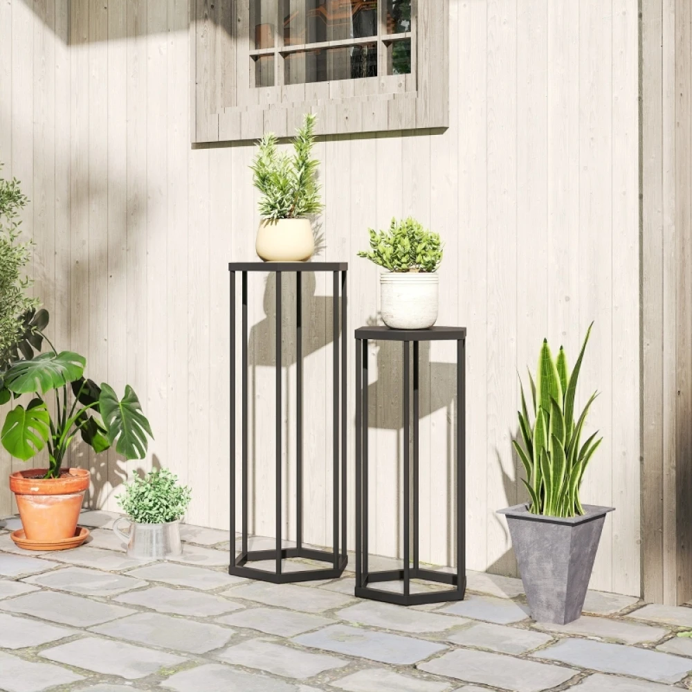 Juego De 2 Soportes Para Plantas Para Uso En Interiores Y Exteriores, Maceteros Hexagonales De Metal Para Jardín, Patio, Balcón — -57%, 67.62€ Coupon, from 49.98€ – 57% descuento – €49.98